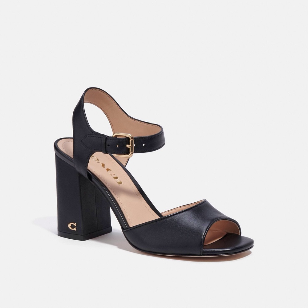 Coach Women Marla Leather Sandal Black Size 11
